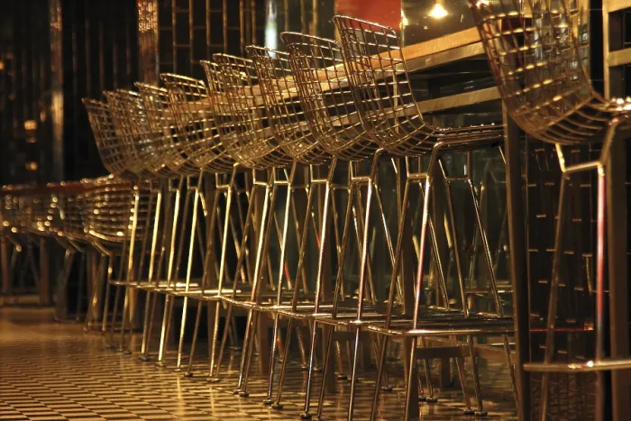 Framed Print : Chairs in Row at Bar Print Framed Print : Chairs in Row at Bar Print