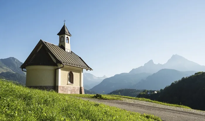 Framed Print : Chapel on Lockstein with Watzmann, Berchtesgaden Print Framed Print : Chapel on Lockstein with Watzmann, Berchtesgaden Print