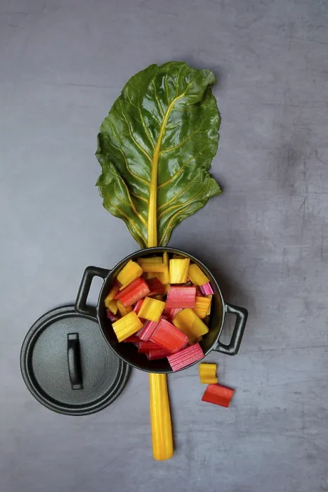 Framed Print : Chard, leaf and chopped stems in pots Print Framed Print : Chard, leaf and chopped stems in pots Print