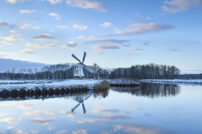 Framed Print : Charming Windmill Print, Holland River Reflection Framed Print : Charming Windmill Print, Holland River Reflection