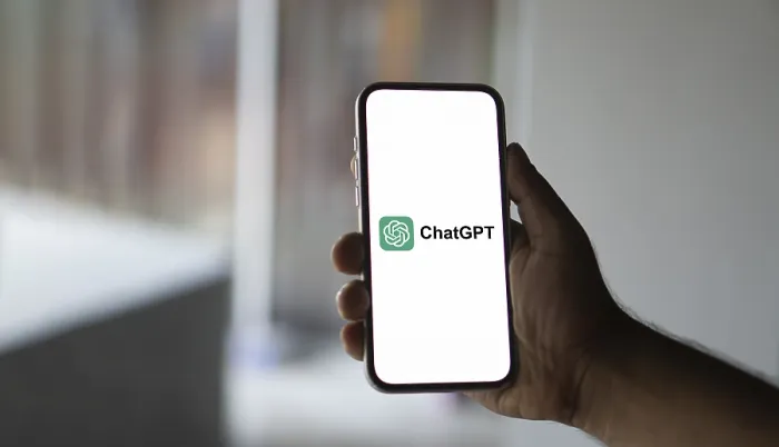 Framed Print : ChatGPT AI App Print on Smartphone Screen Framed Print : ChatGPT AI App Print on Smartphone Screen