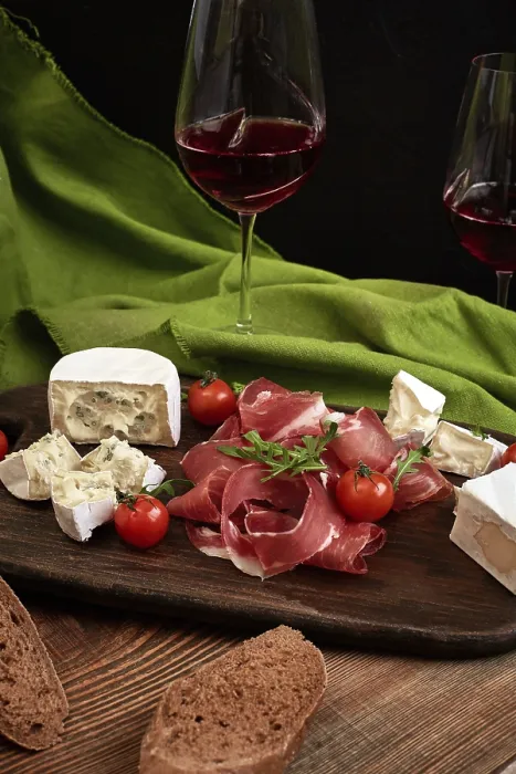 Framed Print : Cheese and Meat Appetizer Print on Rustic Wooden Board Framed Print : Cheese and Meat Appetizer Print on Rustic Wooden Board