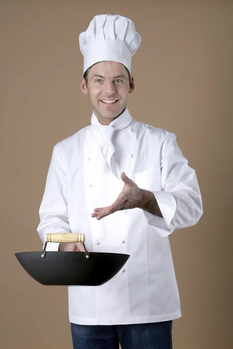Framed Print : Chef Gesturing to Wok Print Framed Print : Chef Gesturing to Wok Print