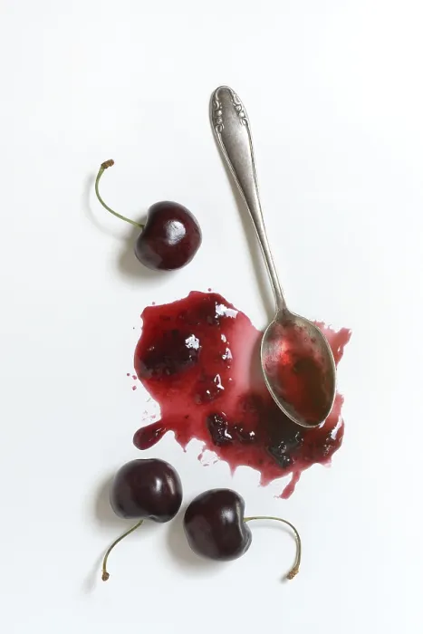 Framed Print : Cherry Jam Print with Spoon and Cherries Framed Print : Cherry Jam Print with Spoon and Cherries