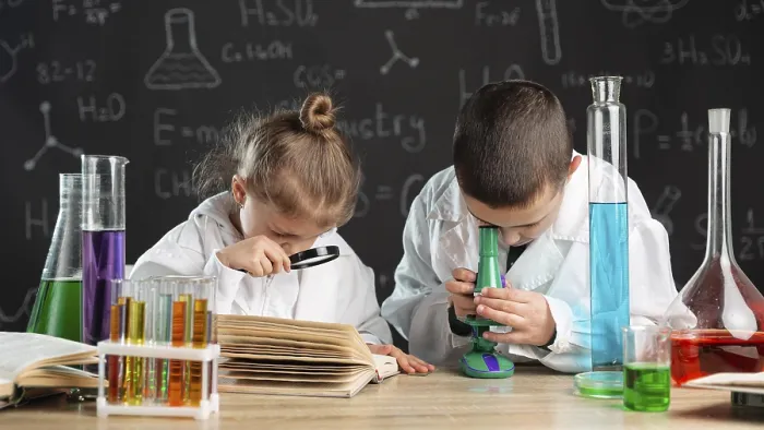 Framed Print : Children in a Laboratory Print Framed Print : Children in a Laboratory Print