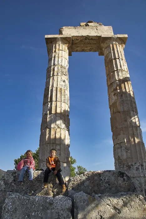 Framed Print : Two Children in Front of Ancient Column, Nemea, Greece Print Framed Print : Two Children in Front of Ancient Column, Nemea, Greece Print