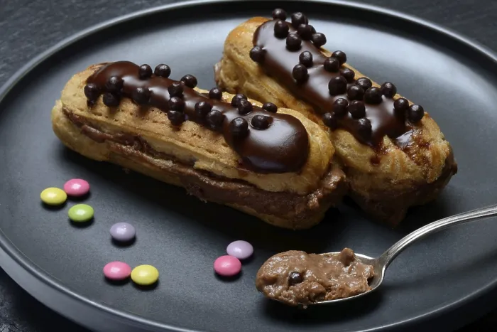 Framed Print : Two Chocolate Eclairs Print Framed Print : Two Chocolate Eclairs Print