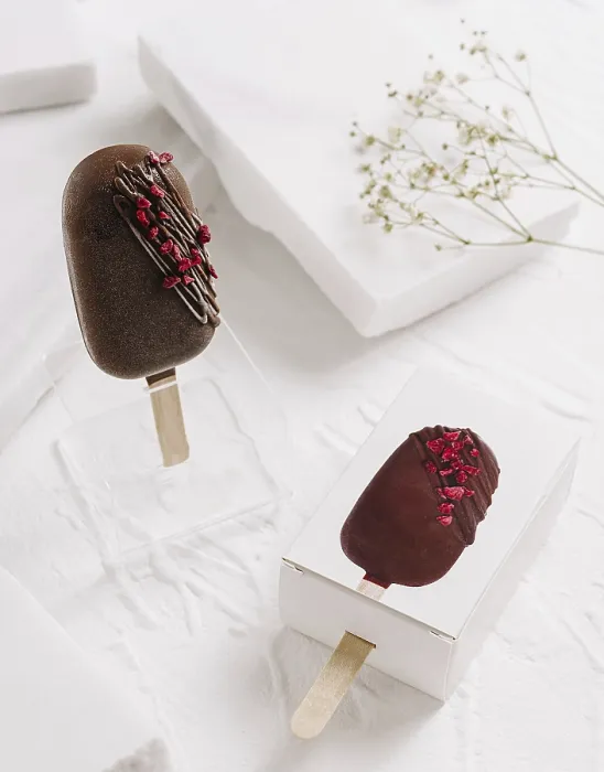 Framed Print : Chocolate Popsicle Print with Raspberry Accents Framed Print : Chocolate Popsicle Print with Raspberry Accents