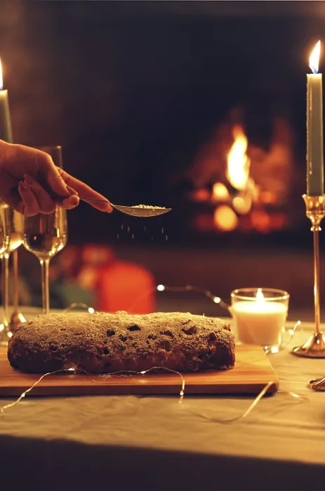 Framed Print : Christmas Dinner Print: Festive Stollen Scene