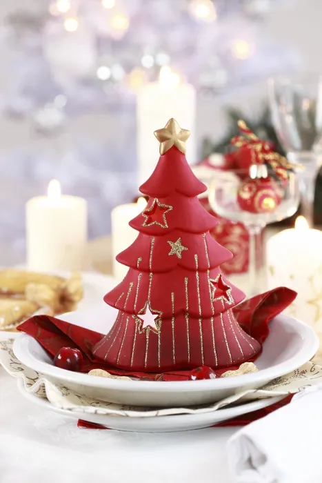 Framed Print : Christmas Table Setting with Candle Tree Print Framed Print : Christmas Table Setting with Candle Tree Print