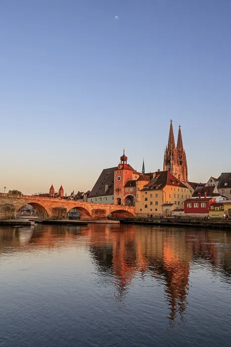 Framed Print : Regensburg Cathedral and Bridge Print, Danube River, Bavaria Framed Print : Regensburg Cathedral and Bridge Print, Danube River, Bavaria