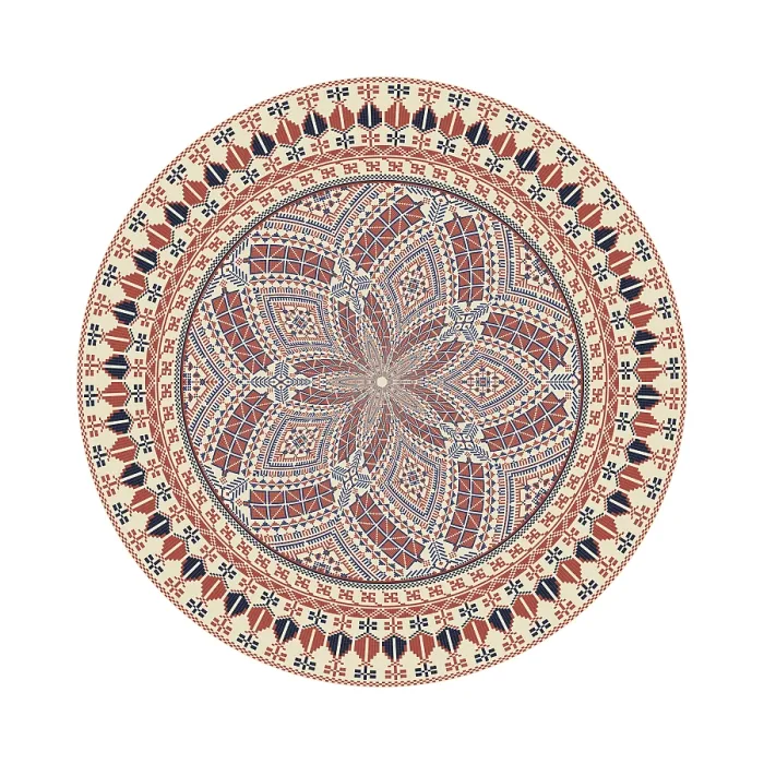 Framed Print : Traditional Palestinian Print: Geometric Circular Pattern Framed Print : Traditional Palestinian Print: Geometric Circular Pattern