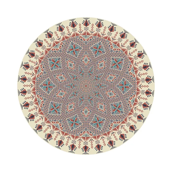 Framed Print : Traditional Palestinian Print: Geometric Circular Pattern Framed Print : Traditional Palestinian Print: Geometric Circular Pattern