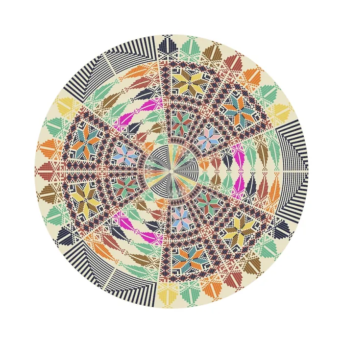 Framed Print : Traditional Palestinian Print: Geometric Circular Pattern Framed Print : Traditional Palestinian Print: Geometric Circular Pattern