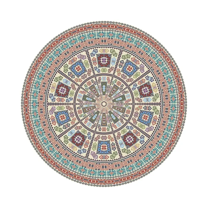 Framed Print : Traditional Palestinian Print: Circular Pattern Design Framed Print : Traditional Palestinian Print: Circular Pattern Design