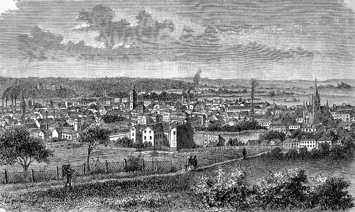 Framed Print : Historical Print of Gera City in 1880 Framed Print : Historical Print of Gera City in 1880