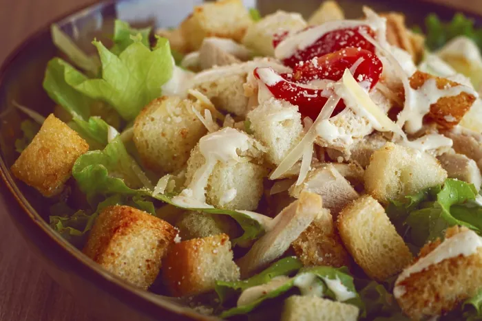 Framed Print : Classic Caesar Salad Print, Close-up Framed Print : Classic Caesar Salad Print, Close-up