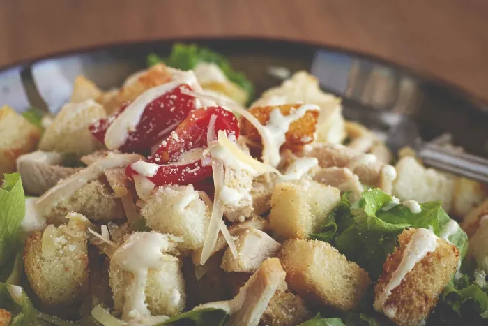 Framed Print : Classic Caesar Salad Print - Close-up in Natural Light Framed Print : Classic Caesar Salad Print - Close-up in Natural Light