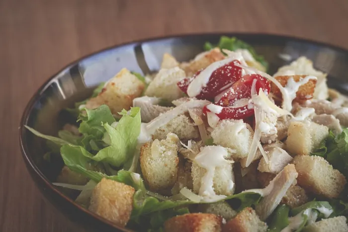 Framed Print : Classic Caesar Salad Print, Close-up in Natural Light Framed Print : Classic Caesar Salad Print, Close-up in Natural Light