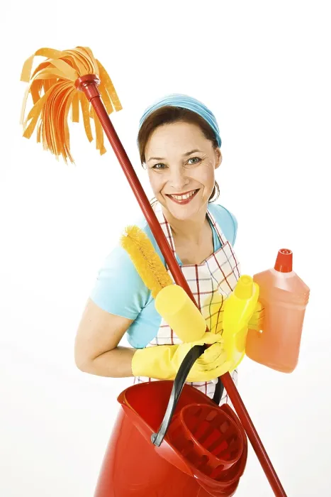 Framed Print : Cleaning Lady at Work Print