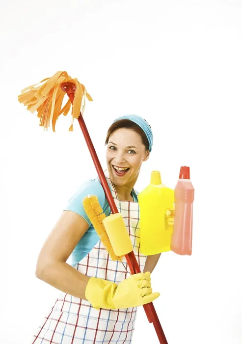 Framed Print : Cleaning Lady at Work Print