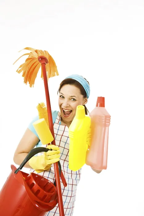 Framed Print : Cleaning Lady at Work Print