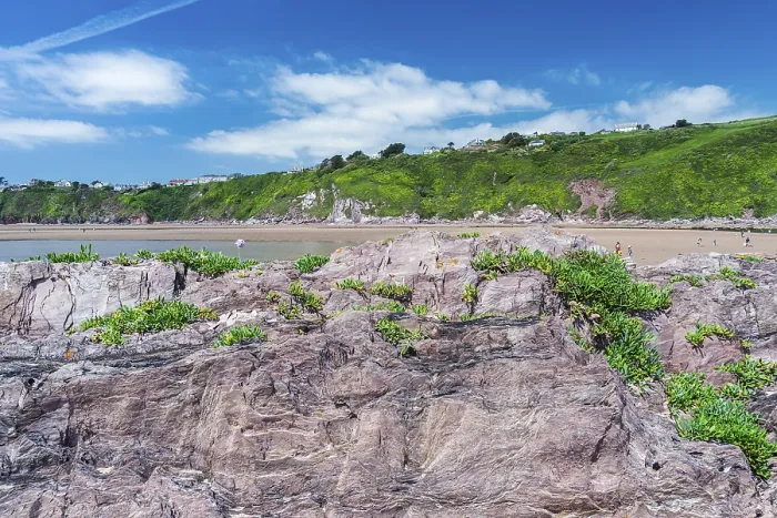 Framed Print : Bantham Beach Cliffs Print, Devon Coastline England Framed Print : Bantham Beach Cliffs Print, Devon Coastline England