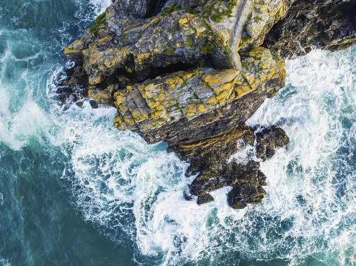 Framed Print : Top Down Print of Cornwall Coastline from a Drone Framed Print : Top Down Print of Cornwall Coastline from a Drone