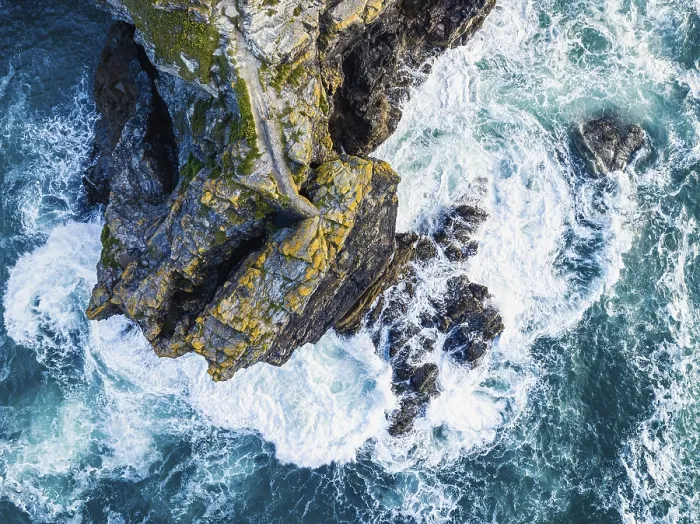 Framed Print : Top Down Print of Cornwall Coastline from a Drone Framed Print : Top Down Print of Cornwall Coastline from a Drone