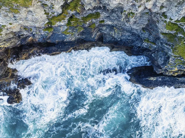 Framed Print : Top Down Print of Cornwall Coastline from a Drone Framed Print : Top Down Print of Cornwall Coastline from a Drone