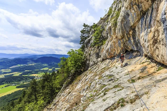 Framed Print : Climber on the Eichertsteig via ferrata Print, Austria Framed Print : Climber on the Eichertsteig via ferrata Print, Austria