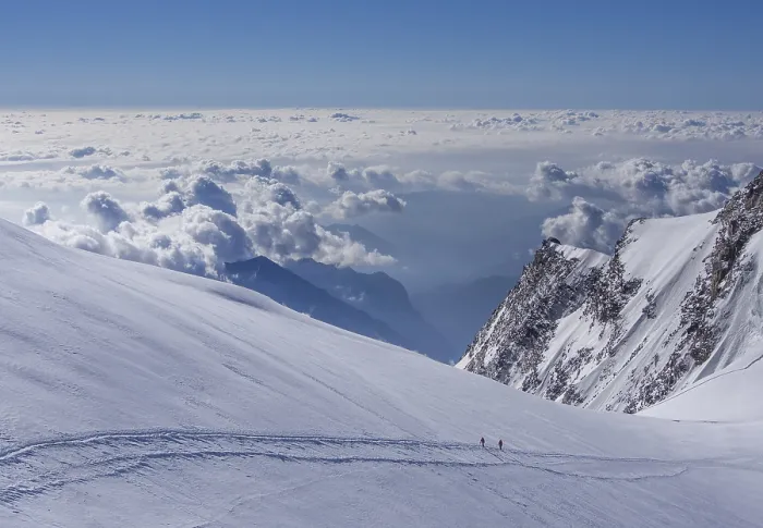 Framed Print : Two Climbers Above the Clouds Print, Monte Rosa, Italy Framed Print : Two Climbers Above the Clouds Print, Monte Rosa, Italy