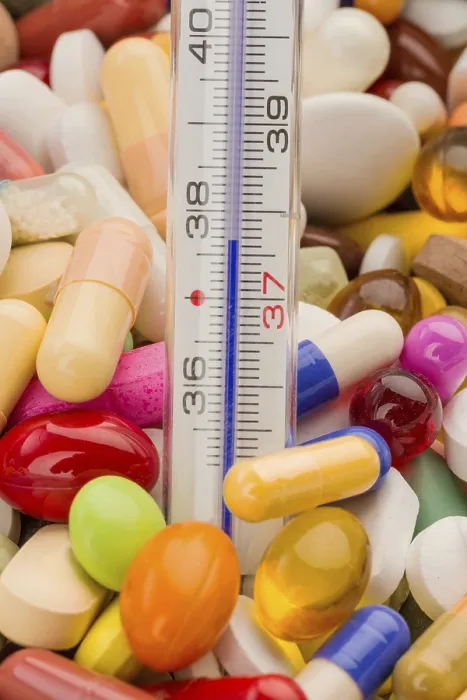 Framed Print : Clinical Thermometer and Tablets Print, Austria Framed Print : Clinical Thermometer and Tablets Print, Austria