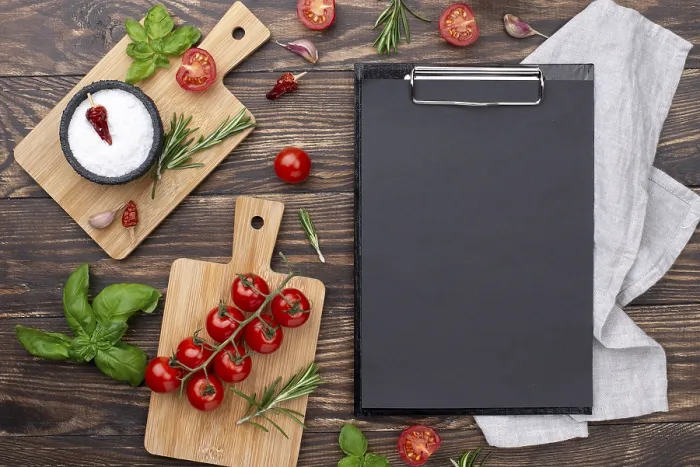 Framed Print : Clipboard with Ingredients Table Print Framed Print : Clipboard with Ingredients Table Print