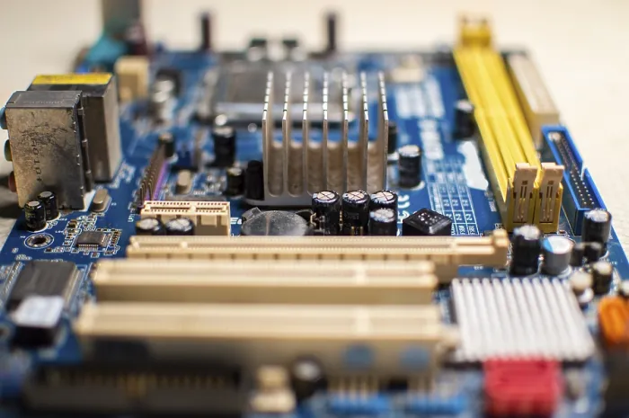Framed Print : Close-up Print of Computer Motherboard with Sockets Details Framed Print : Close-up Print of Computer Motherboard with Sockets Details