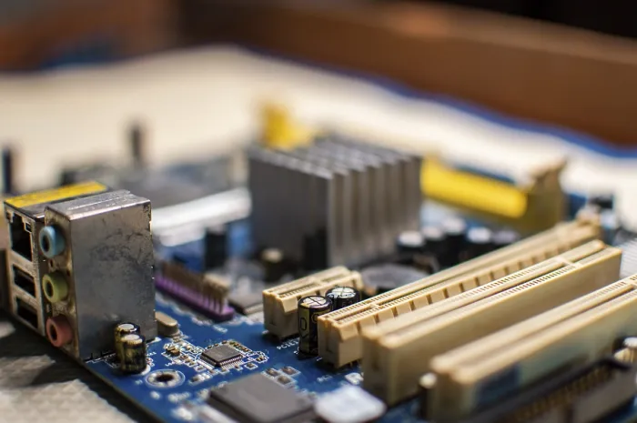 Framed Print : Close-up Computer Motherboard Print: Sockets Details Framed Print : Close-up Computer Motherboard Print: Sockets Details