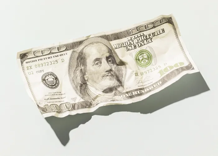 Framed Print : Close-up Dollar Bill Print with Copy Space