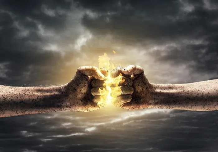 Framed Print : Close-up Fists Print over Dramatic Sky Framed Print : Close-up Fists Print over Dramatic Sky
