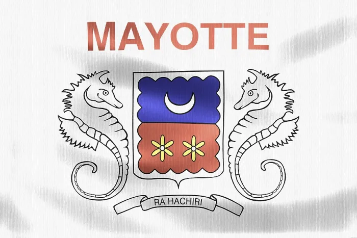 Framed Print : Close-up Print of Mayotte's Flag Featuring Two Seahorses Framed Print : Close-up Print of Mayotte's Flag Featuring Two Seahorses