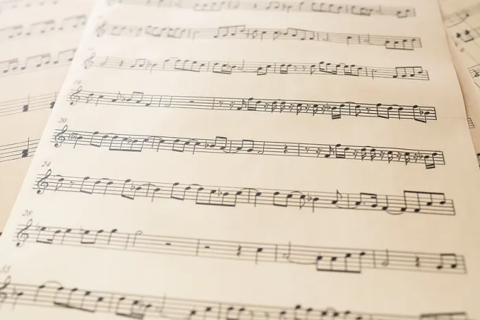Framed Print : Close Up Music Sheet Print with Notes Framed Print : Close Up Music Sheet Print with Notes