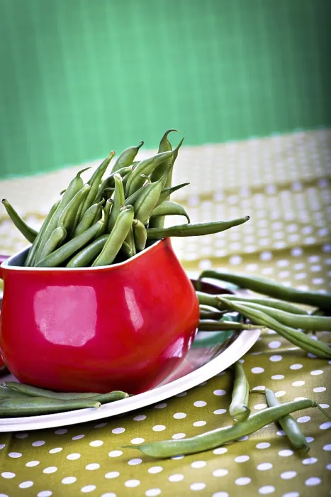 Framed Print : Close-up Print of Green Beans on Table Framed Print : Close-up Print of Green Beans on Table
