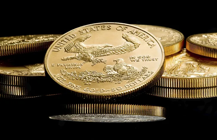 Framed Print : Solid Gold Eagle Coin Print - Close Up Reflection Framed Print : Solid Gold Eagle Coin Print - Close Up Reflection