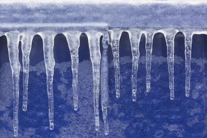 Framed Print : Close-up of Icicles Blue Background Print, Quebec Canada Framed Print : Close-up of Icicles Blue Background Print, Quebec Canada