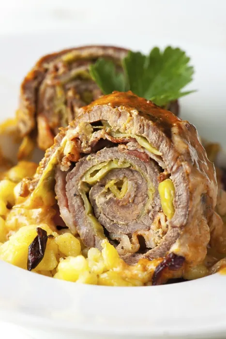 Framed Print : Close-up of a stuffed roulade Print Framed Print : Close-up of a stuffed roulade Print