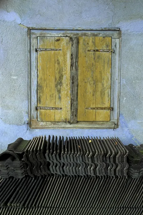 Framed Print : Closed Windows with Shutters Print Framed Print : Closed Windows with Shutters Print