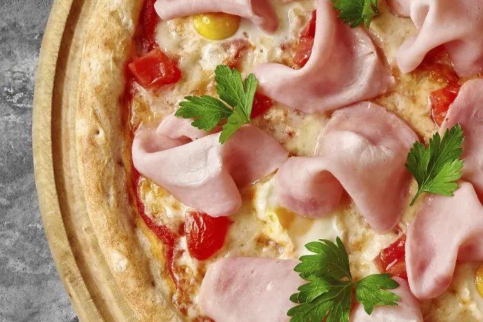 Framed Print : Closeup Print of Italian Thin Crispy Pizza with Toppings Framed Print : Closeup Print of Italian Thin Crispy Pizza with Toppings