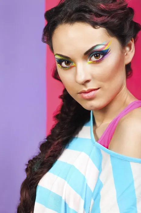 Framed Print : Closeup Portrait Print of a Colorful Model Framed Print : Closeup Portrait Print of a Colorful Model