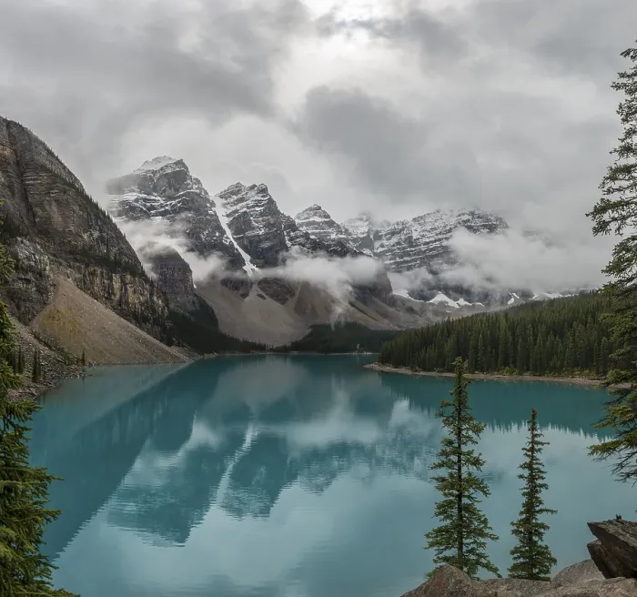Framed Print : Clouds and Reflection at Moraine Lake Print Framed Print : Clouds and Reflection at Moraine Lake Print