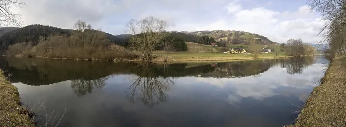 Framed Print : Clouds are Reflected in the River Print, Stubenberg, Austria