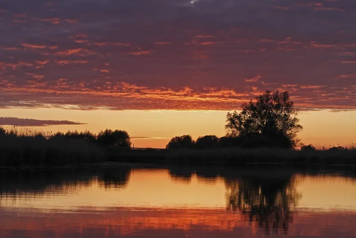 Framed Print : Clouds in Sunset with River Trebel Reflection Print, Germany Framed Print : Clouds in Sunset with River Trebel Reflection Print, Germany
